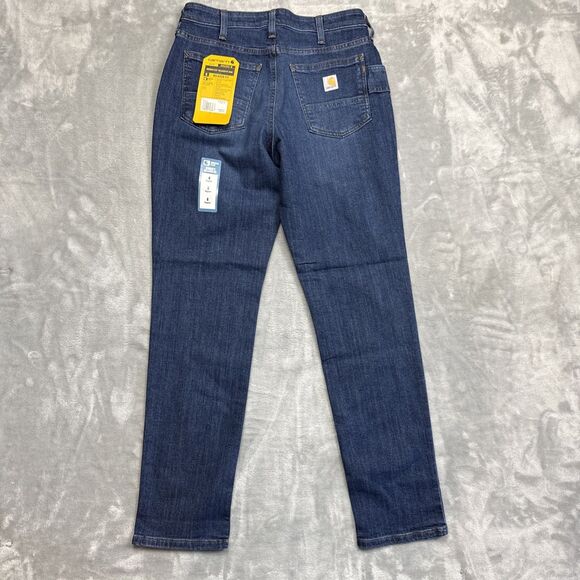 Carhartt Women’s 6 Regular Rugged Flex Relaxed Fit Jeans Blue Mid Rise Straight - Picture 10 of 10